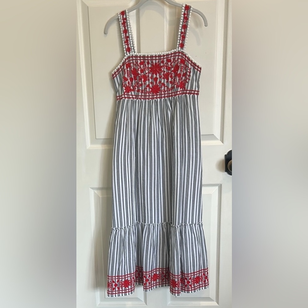 KATE SPADE Broome St. Embroidered Striped cotton Red and White Dress size small